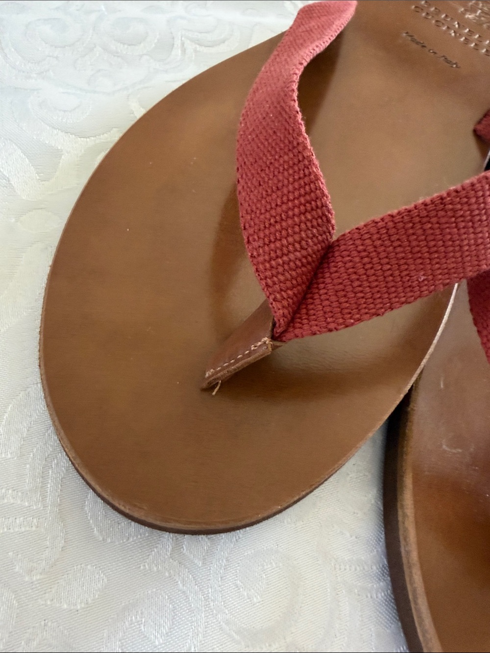 Brunello Cucinelli Brown Sandals with Red Straps - Picture 14 of 16